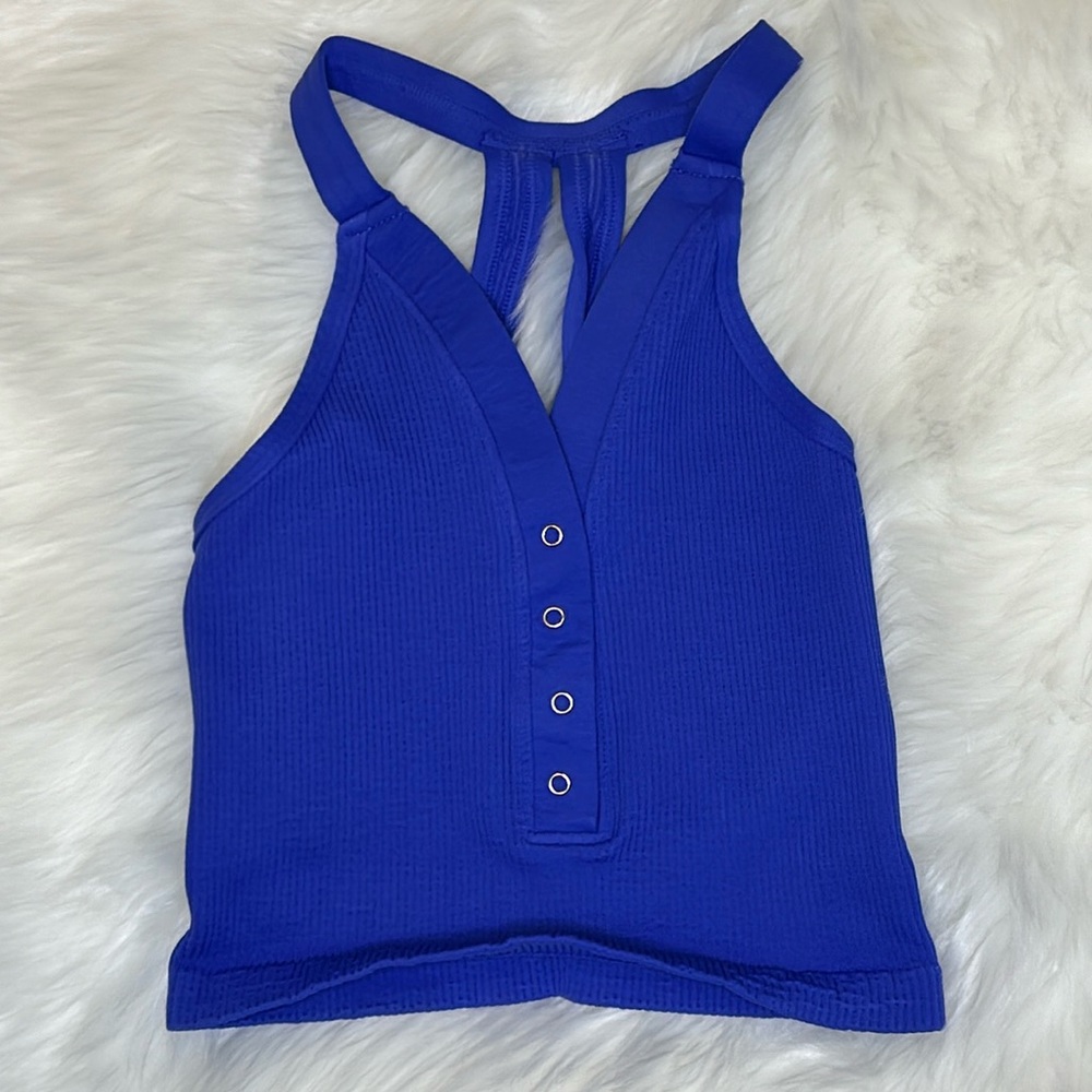 FREE PEOPLE | ✨NWOT✨ Free Throw Henley Tank in Blue * - Picture 4 of 5